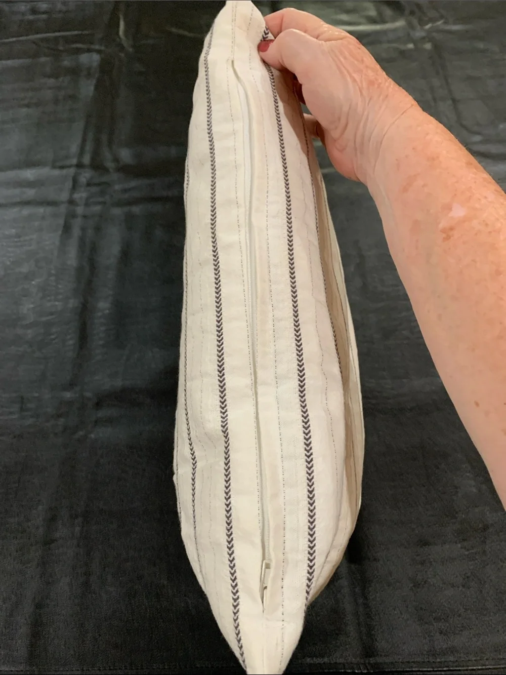 Cream and Black Striped Throw Pillow
